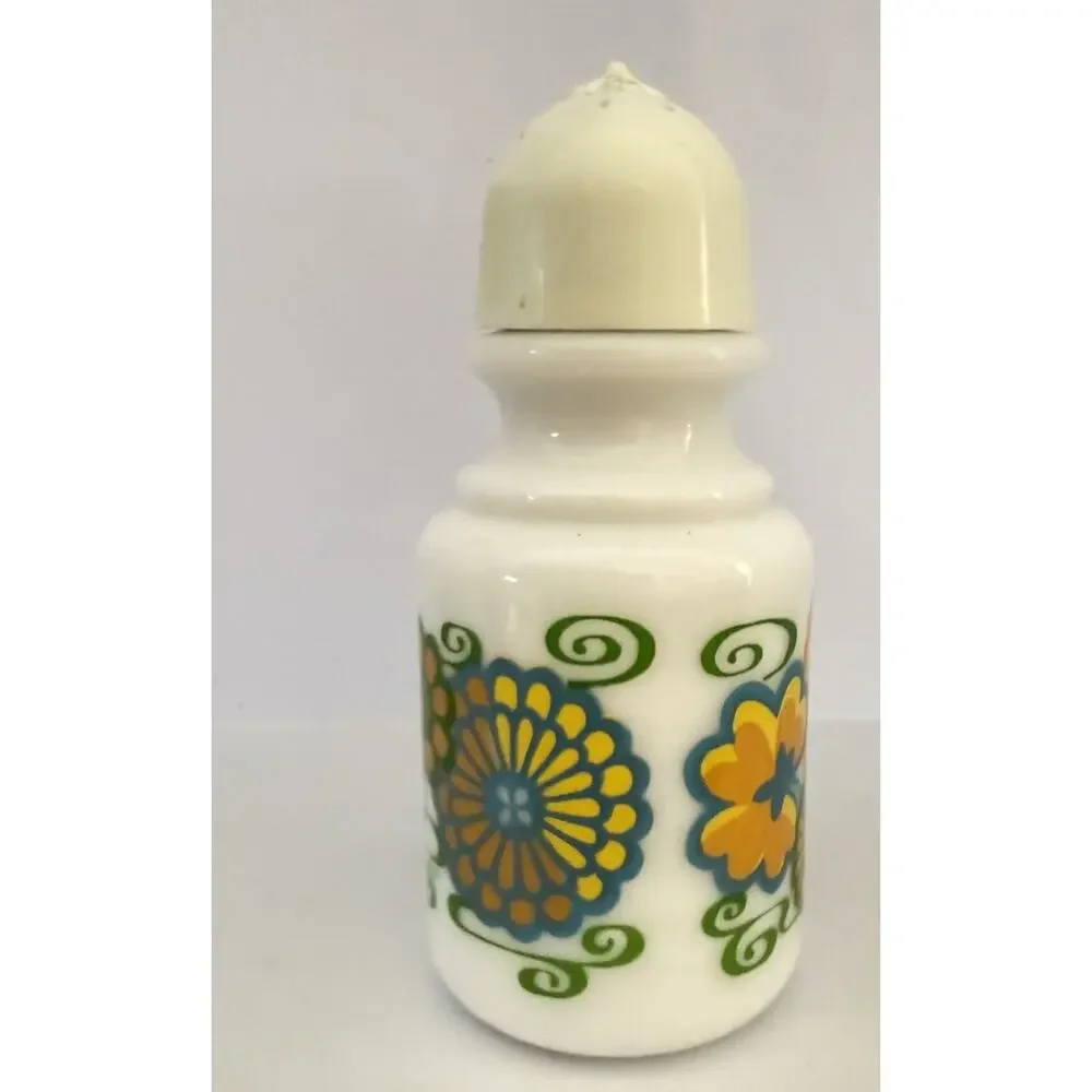 Vintage Milk Glass Salt Pepper Shaker FLOWER POWER Avon 1970's